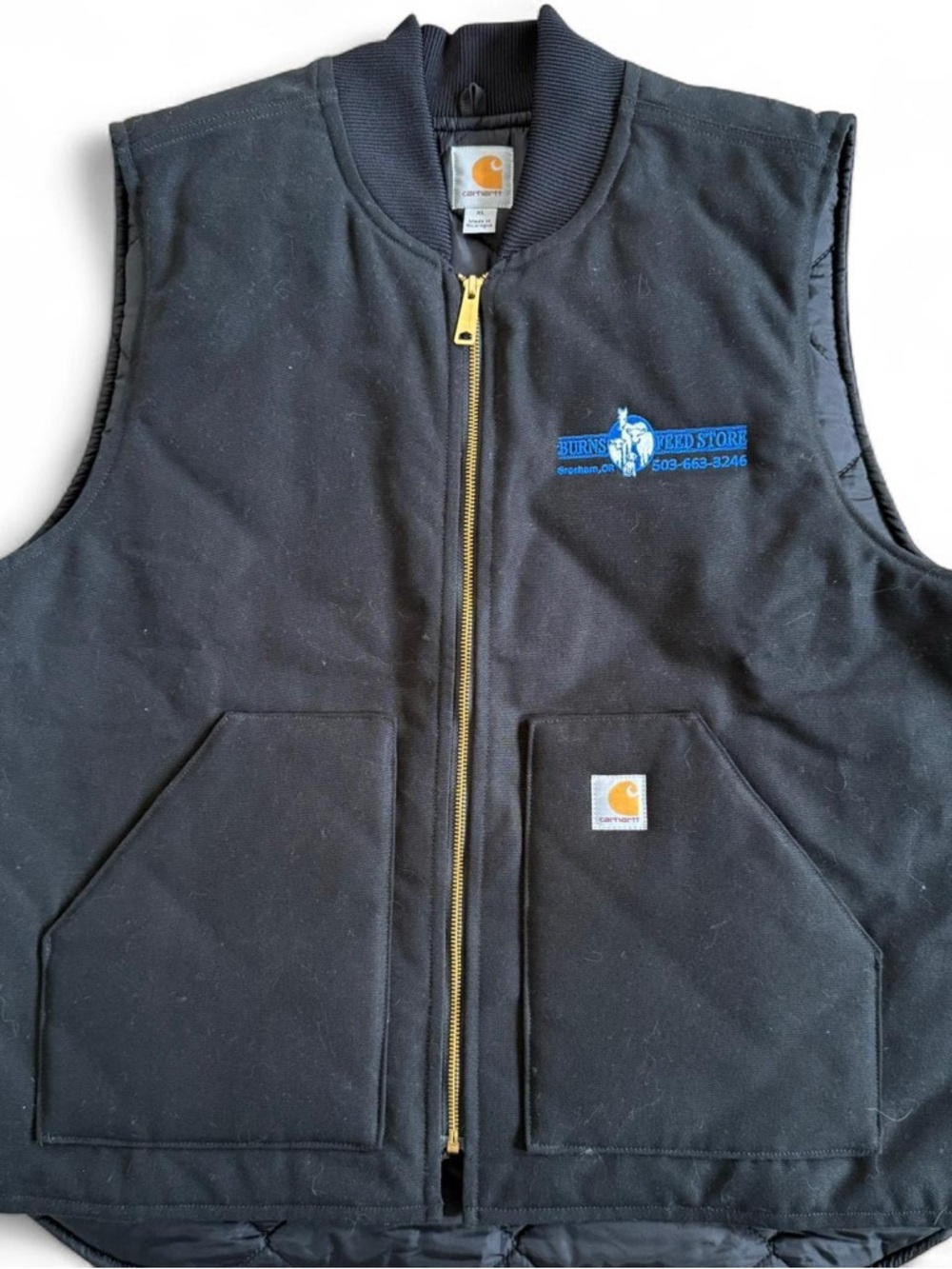 Carhartt V01-BLK Quilted Duck Canvas Work Vest
